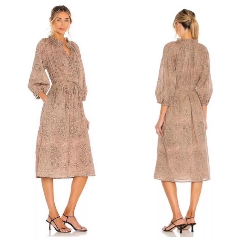Cleobella Pink Midi Sundress with Bishop Sleeves - Picture 2 of 12
